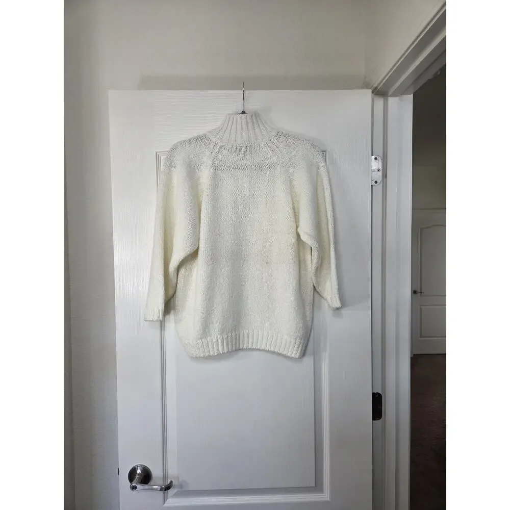 Diane Von Furstenberg White Vintage Chunky Cozy Pullover Sweater, Size Medium - Picture 7 of 11